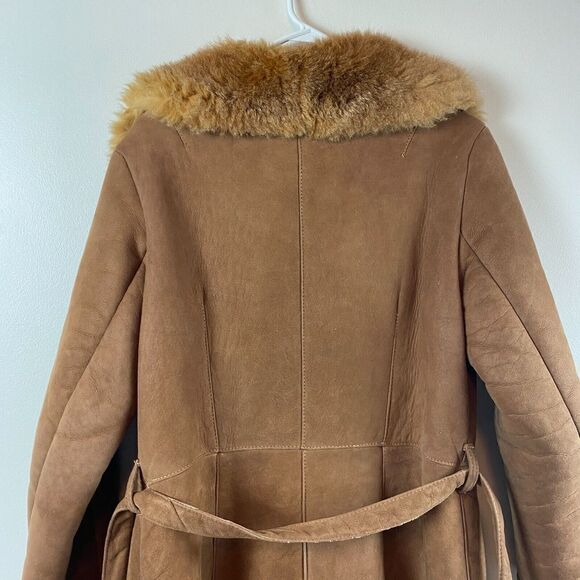 Vintage Women’s Sawyer Of Napa / Long Sheepskin Sheerling Lined Leather Coat 14 - Picture 13 of 16